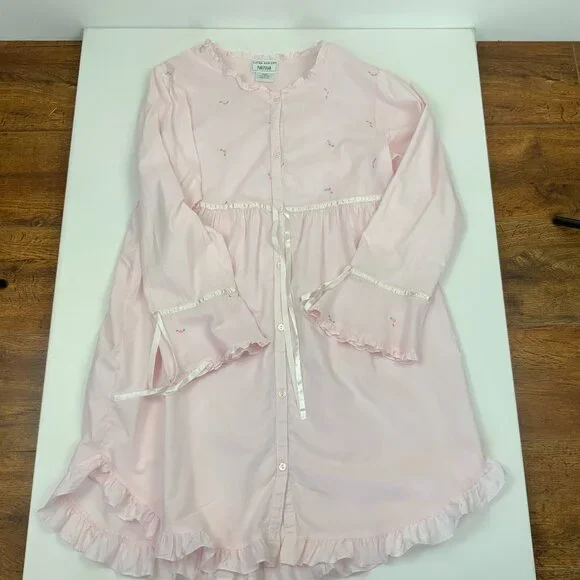 Vintage Laura Ashley Parisian Pink Cotton Nightgown Cottagecore Prairie Y2K Sz M - Picture 11 of 16